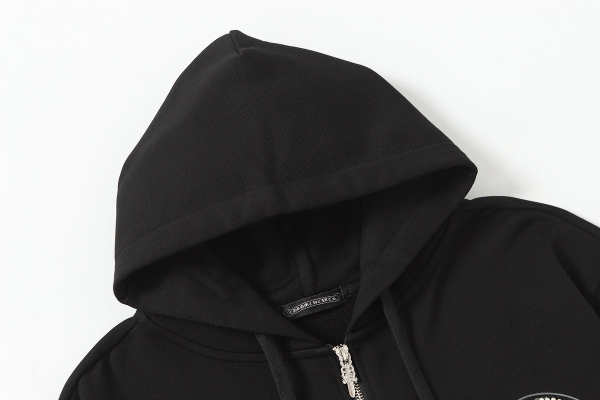 Chrome Hearts Rhinestone Horseshoe Hoodie - Black Gothic Streetwear 2601