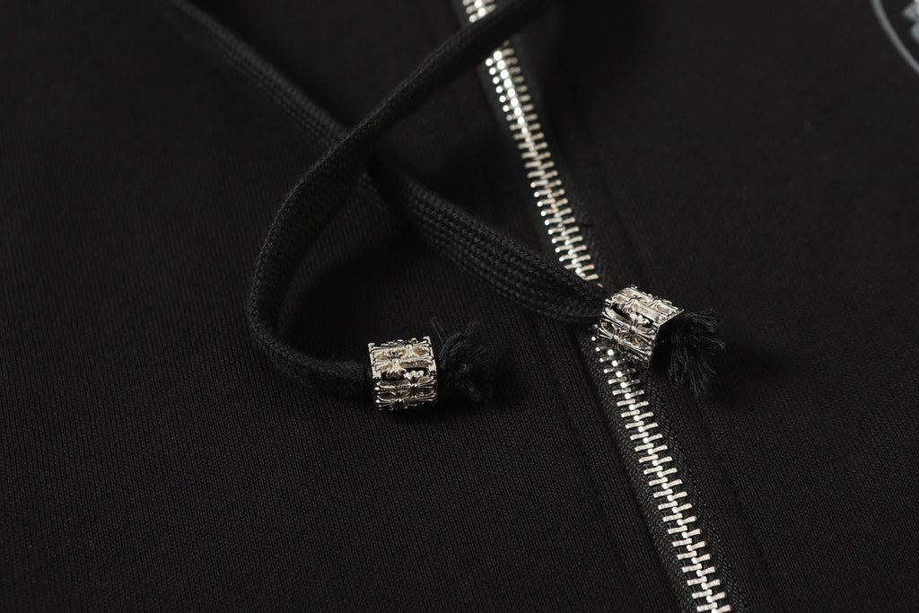 Chrome Hearts Rhinestone Horseshoe Hoodie - Black Gothic Streetwear 2601