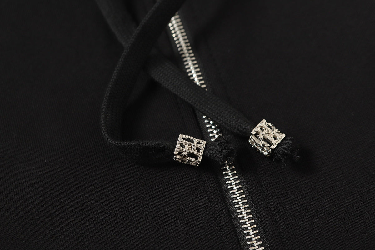 Chrome Hearts Colorful Rhinestone Hoodie - Black Gothic Street 2608