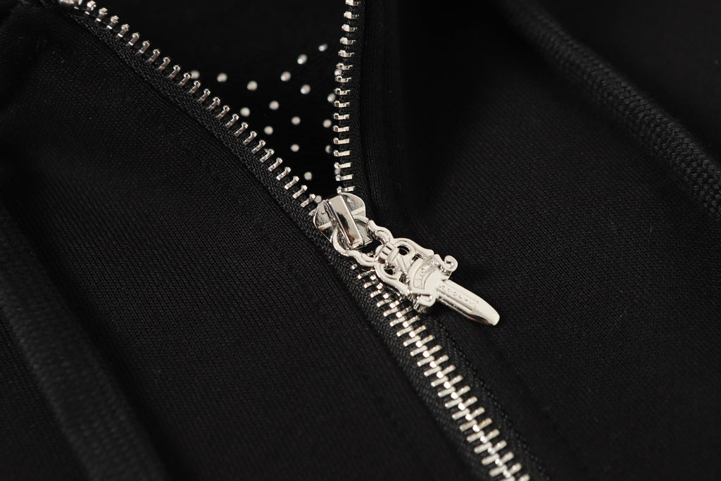Chrome Hearts Rhinestone Cross Hoodie - Black Gothic Streetwear 2633