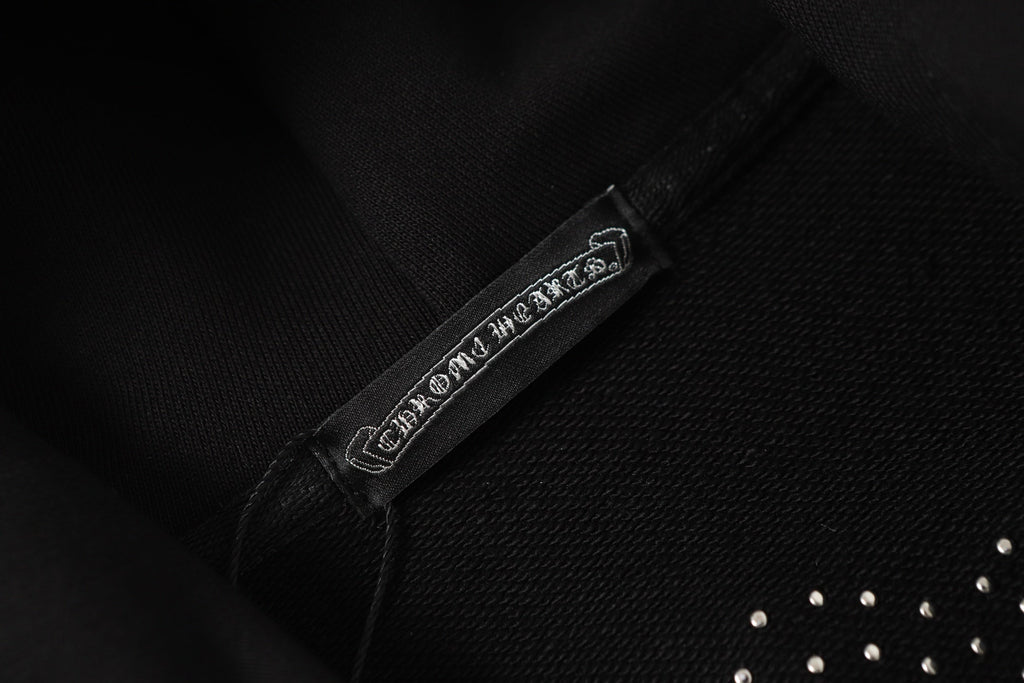 Chrome Hearts Rhinestone Cross Hoodie - Black Gothic Streetwear 2633
