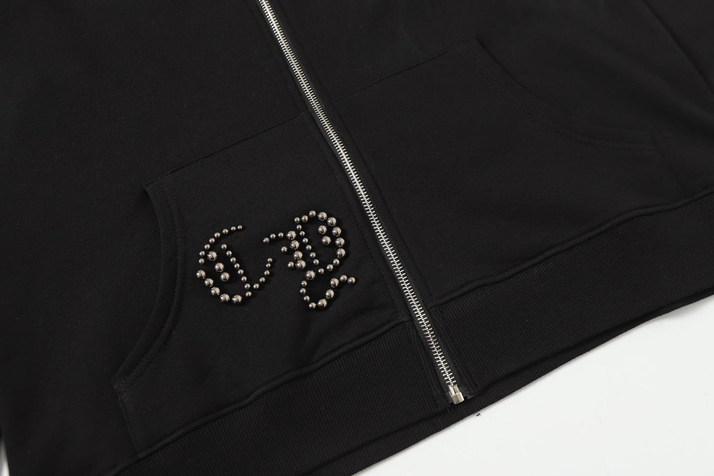Chrome Hearts Rhinestone Cross Hoodie - Black Gothic Streetwear 2633