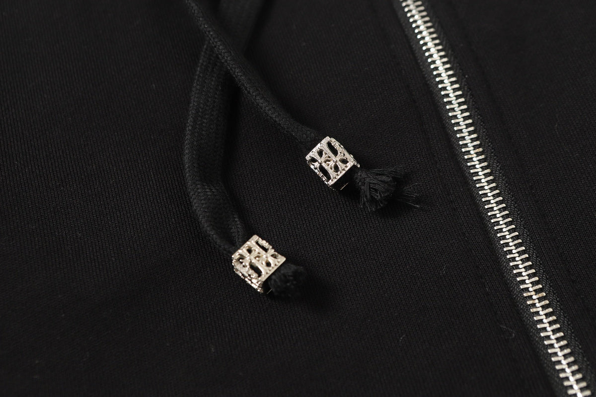 Chrome Hearts Rhinestone Cross Hoodie - Black Gothic Streetwear 2633